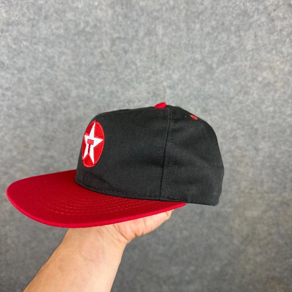 Vintage Texaco Snapback Hat Mens One Size Black Red Swingster USA Made Patch